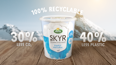 New skyr bucket reduces plastic by 40 percent